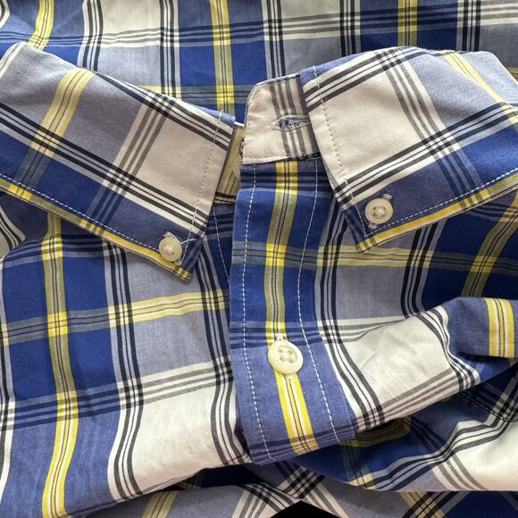 Banana Republic Soft Wash Shirt Men XXL Tall Plaid LS Button Up Blue Plaid - Picture 4 of 12